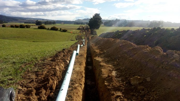 Pipeline from Oamaru Water Treatment Plant to Hampden. PHOTO: SUPPLIED